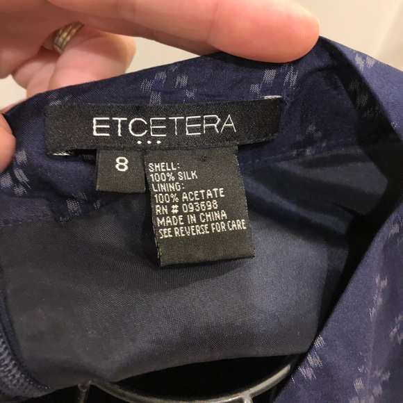 ECTETERA Navy Blue 100% Silk Dress - Picture 3 of 4